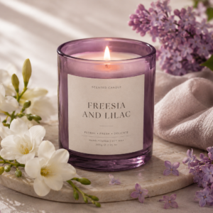 Ръчно изработена ароматна свещ "Freesia & Lilac"